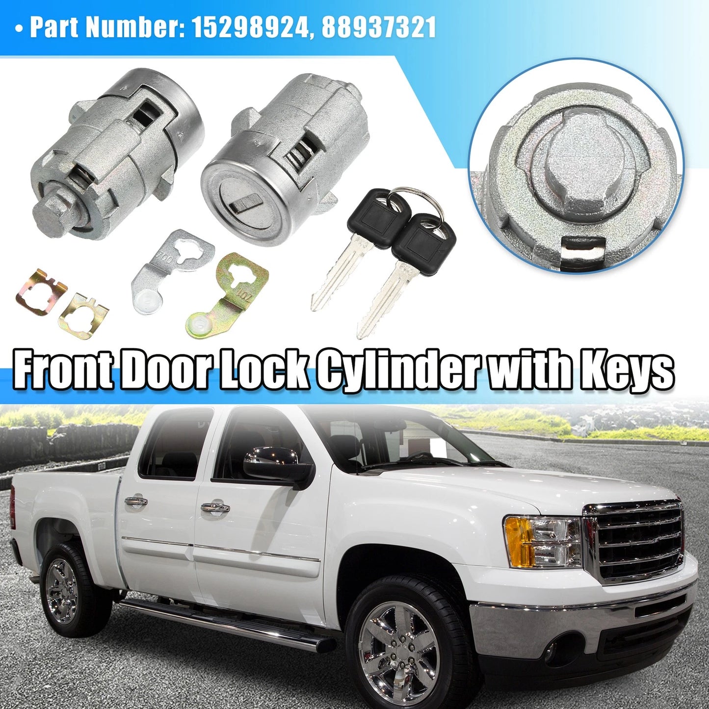 1 Pair Door Lock Cylinder Driver Passenger Side for Chevrolet GMC
