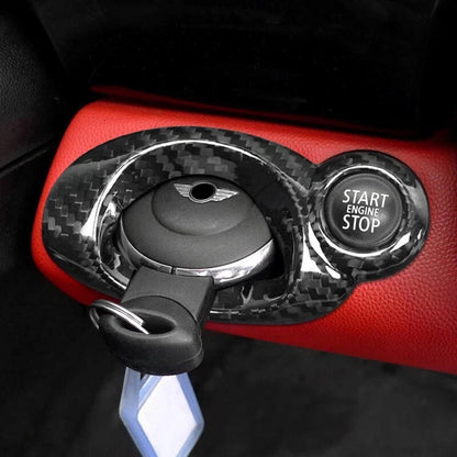 Carbon Fiber Engine Start Stop Key Panel Cover Trim for Mini Cooper R55 R56 R58
