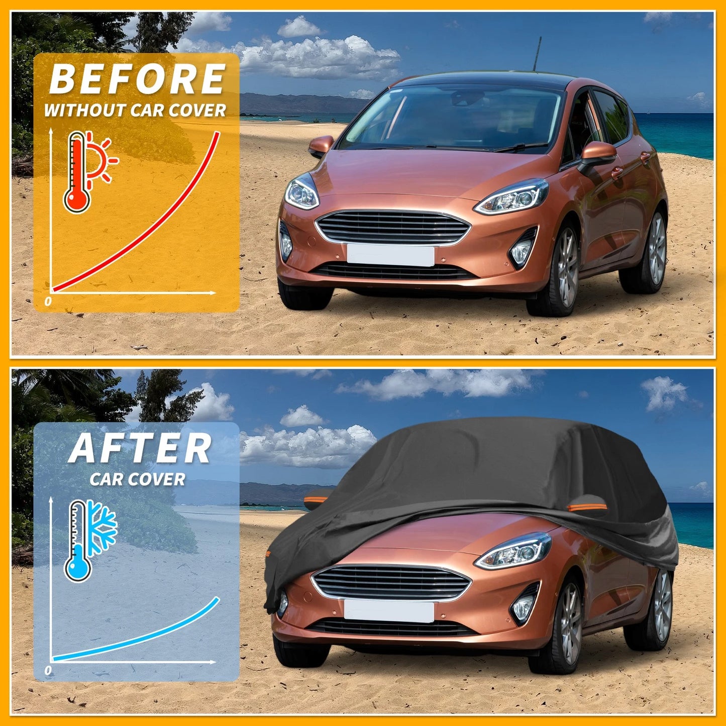 Waterproof All Weather Car Cover for Ford Fiesta Hatchback (2011-2019)