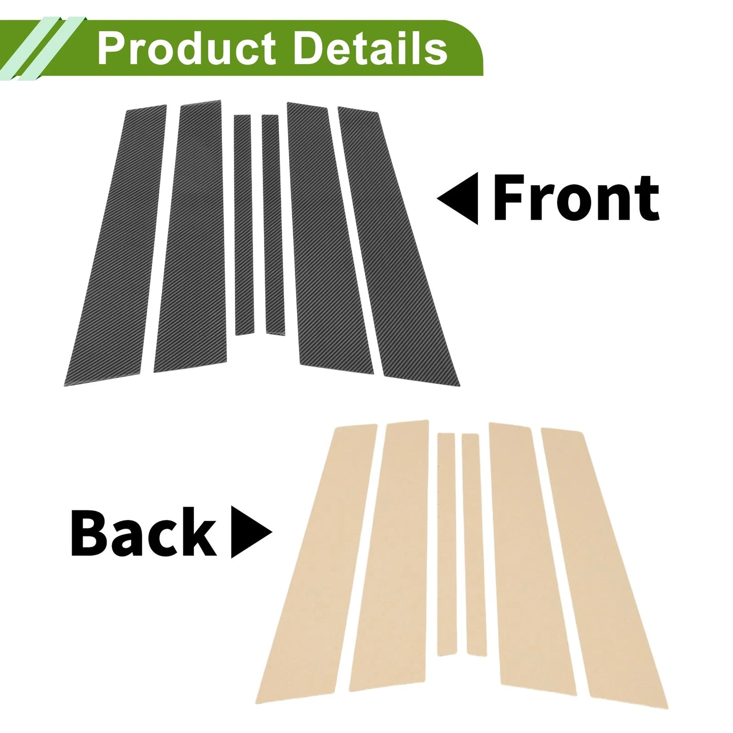 6 Pcs Door Pillar Window Trim for BMW 1-Series (2008-2016) Carbon Fiber Black