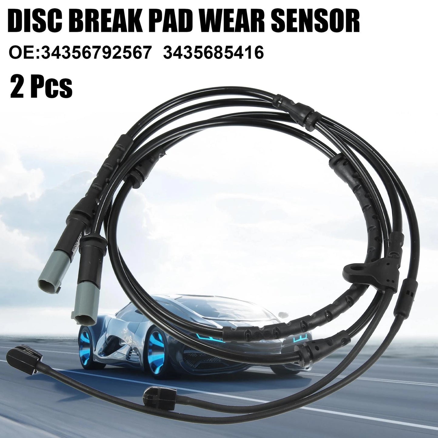 2 x Front Rear Disc Brake Pad Wear Sensors for BMW X6 (2011-2019)