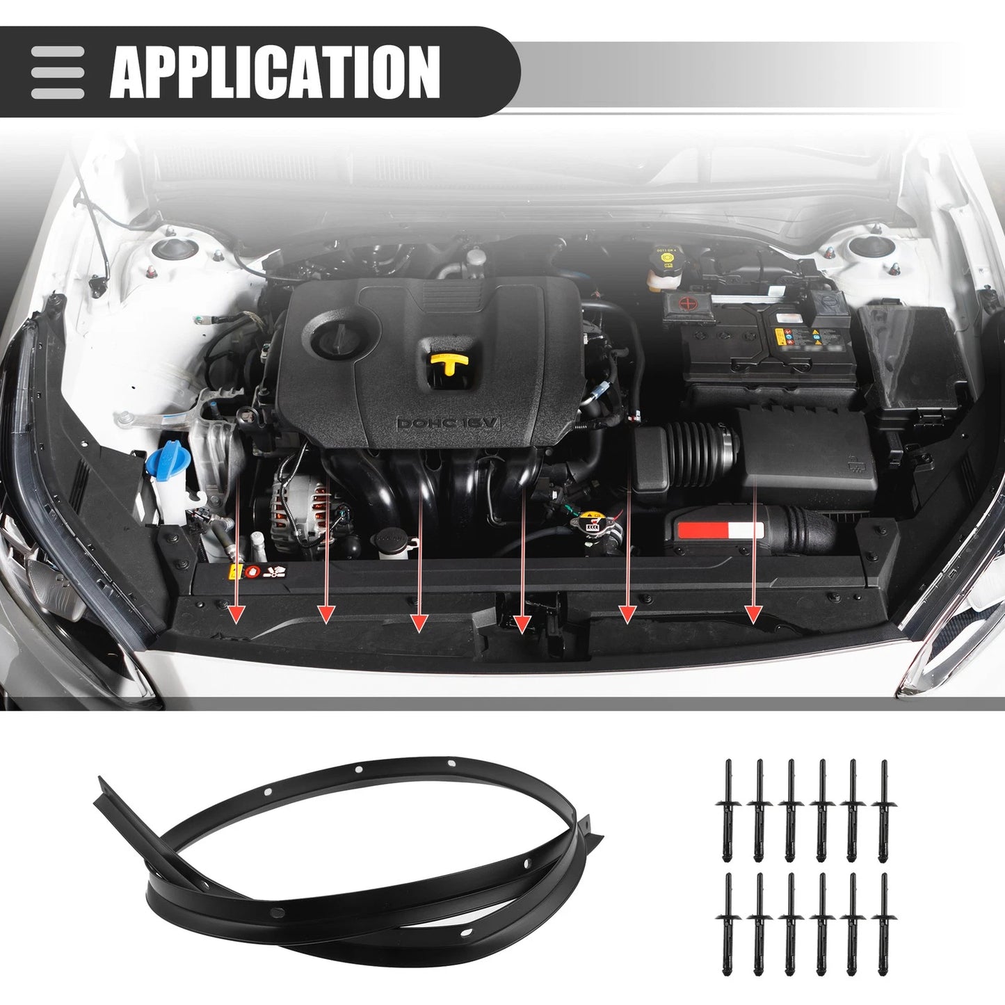 Front Bumper Hood Seal with Rivets for Dodge Challenger (2008 - 2023)