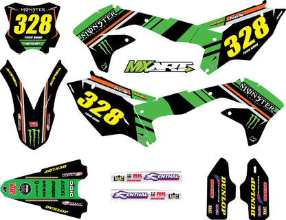 Full Graphics Kit for KXF 450 2016-2018 BURNOUT Custom Stickers Decals