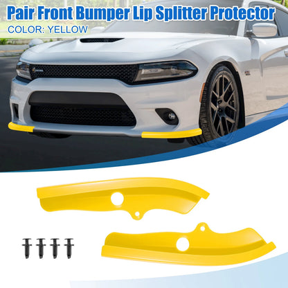 1 x Pair Front Bumper Lip Splitter Protector Yellow for Dodge Challenger