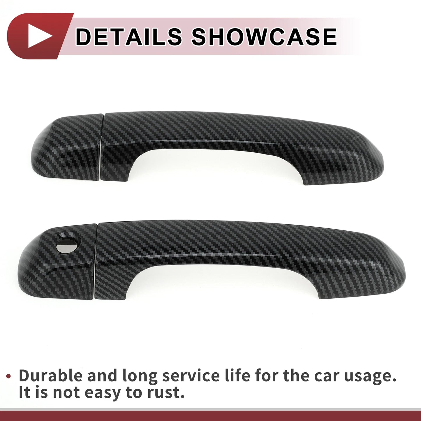 Car Door Handle Cover Set for Toyota Land Cruiser Prado (2009-2023) Black ABS