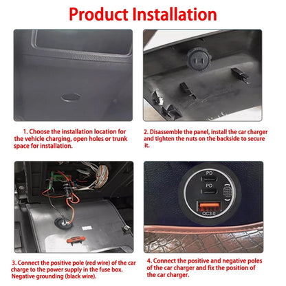 12V 24V 3.0 QC PD Type C USB Fast Charger Socket for Car Boat RV Red