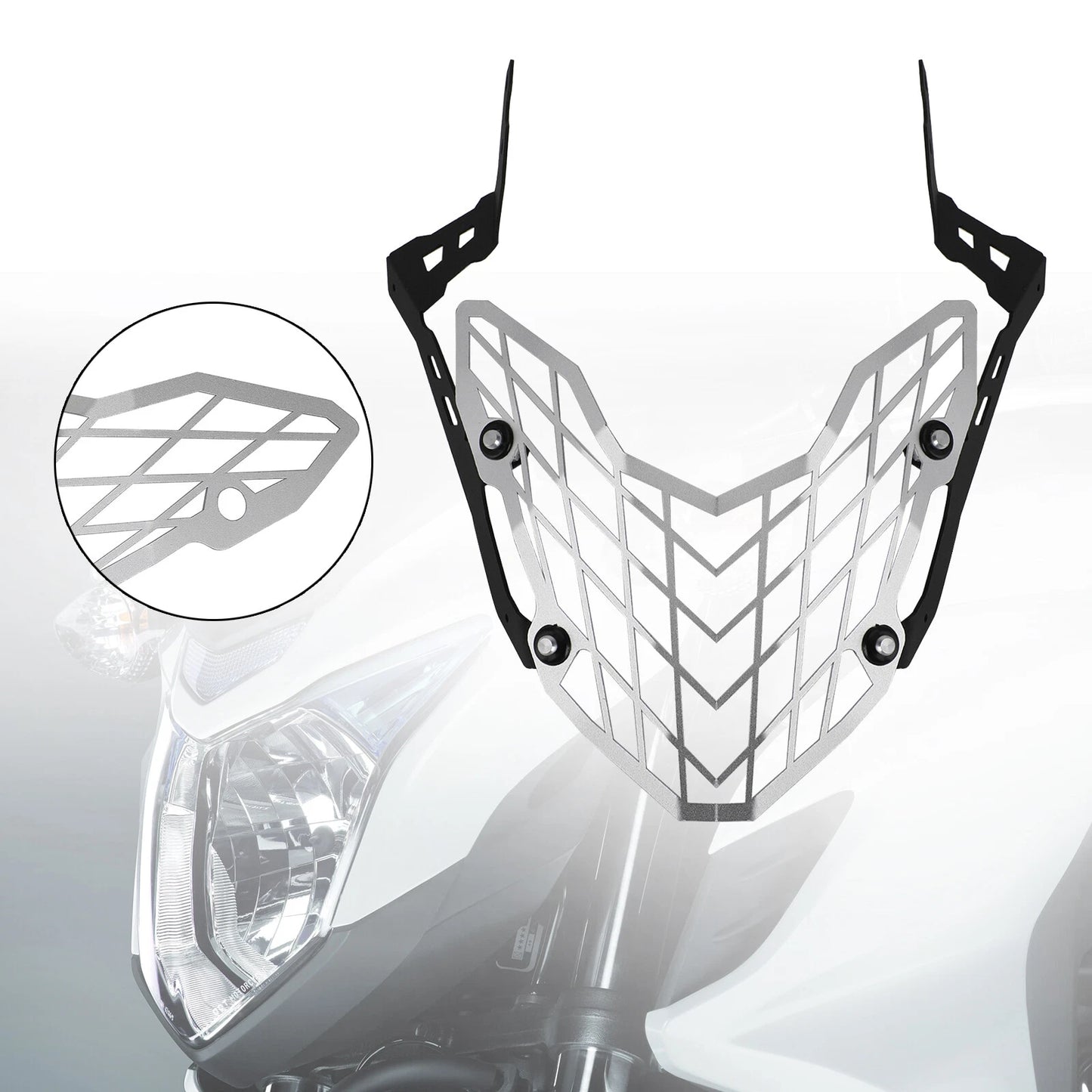 Headlight Protector Grill Guard Cover CNC Silver for Honda CB500X (2019-2020)