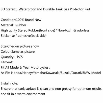 3D Rubber Tank Pad Protector for Honda/BMW/Yamaha/Kawasaki/Suzuki