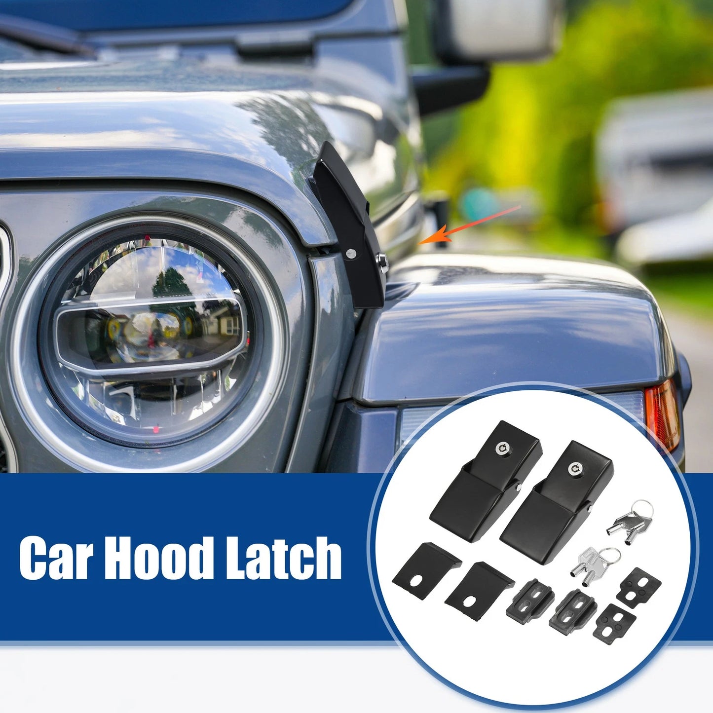 Front Hood Latches for Jeep Wrangler JK JL Black (2018-2023)