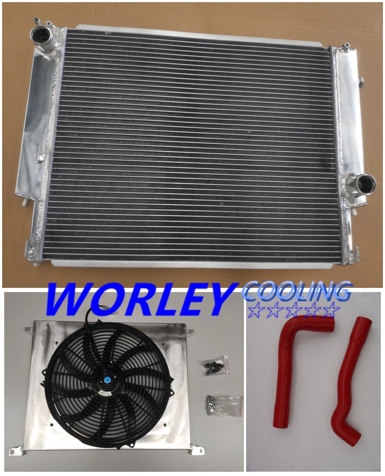 Radiator & Shroud + RED Hose for BMW E36 M3 Z3 325TD 320 323 325 328 (92-99)