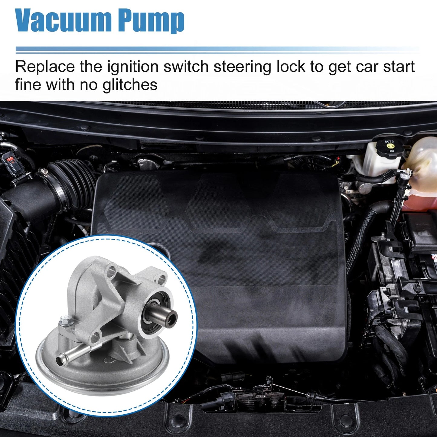 Car Vacuum Pump for Isuzu NPR GAS V8 L96 CREW CAB (2012-2019) Silver Tone
