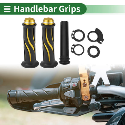 7/8" 22mm Hand Grips Cover Kit for Motorcycle Yellow Curve Pattern