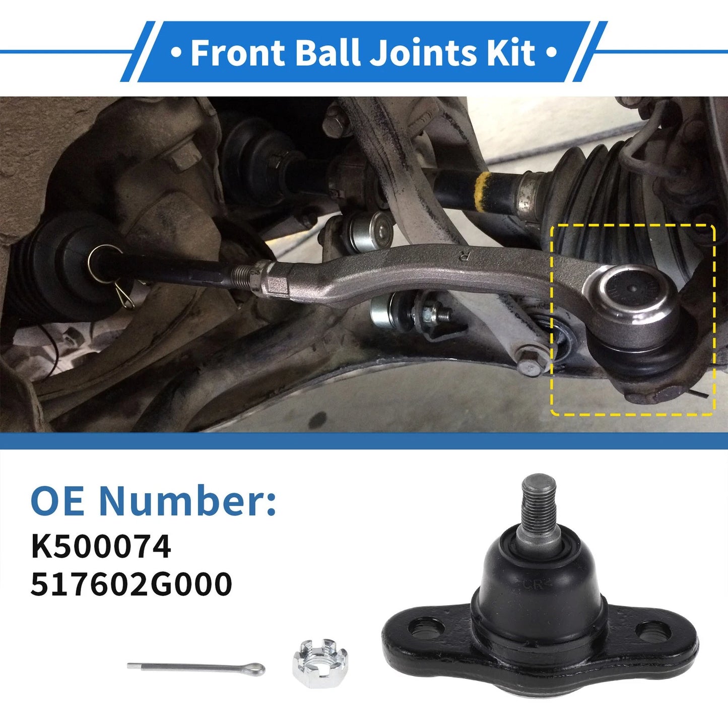 2 x Front Lower Ball Joints for Hyundai Elantra (2007-2010)