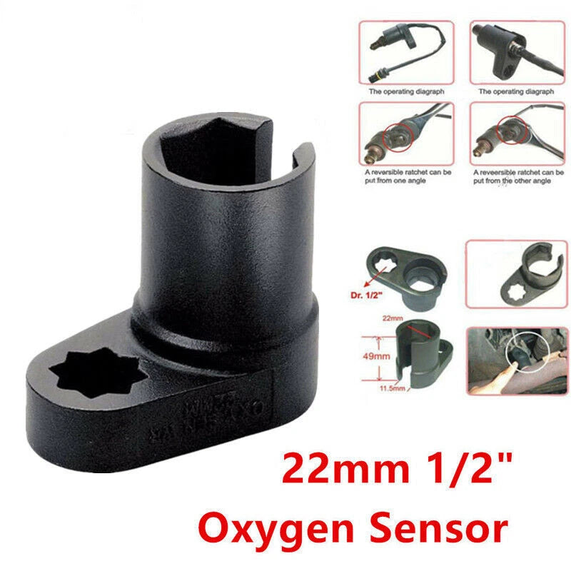 22mm 1/2" O2 Oxygen Sensor Offset Wrench for Universal Vehicles