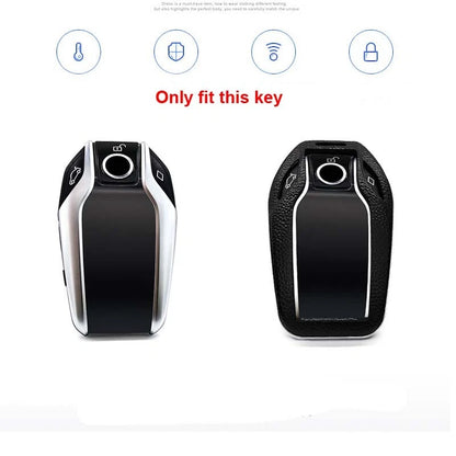 Leather Remote FOB Key Cover Keyless Case w Keychain for BMW 7 Series 2018