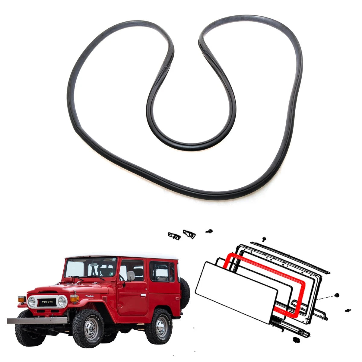 Front Windshield Weatherstrip for Toyota Land Cruiser BJ43 BJ45 FJ40 HJ47 1969-1986