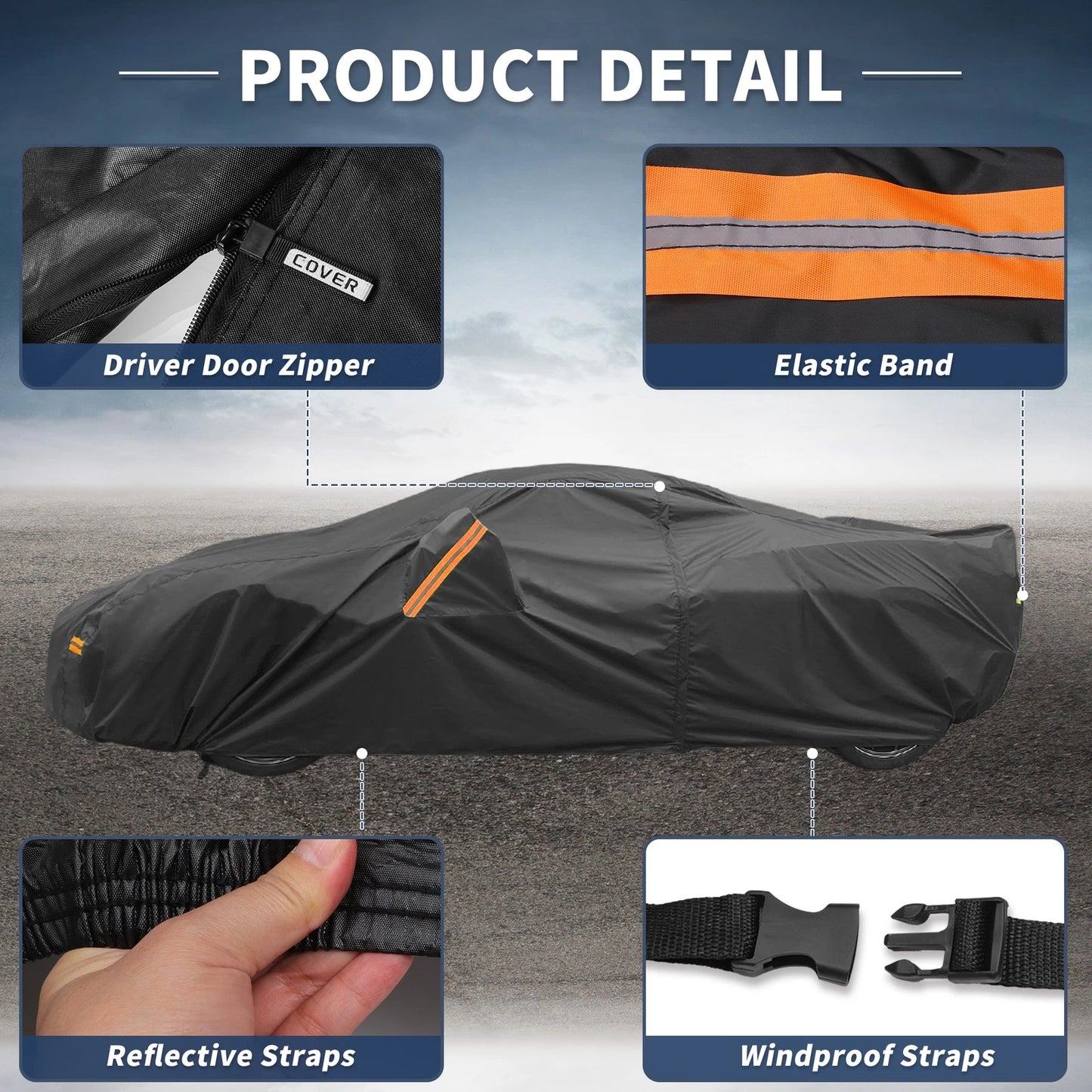 Aluminum Film Waterproof Car Cover with Driver Zipper for Chevrolet Corvette