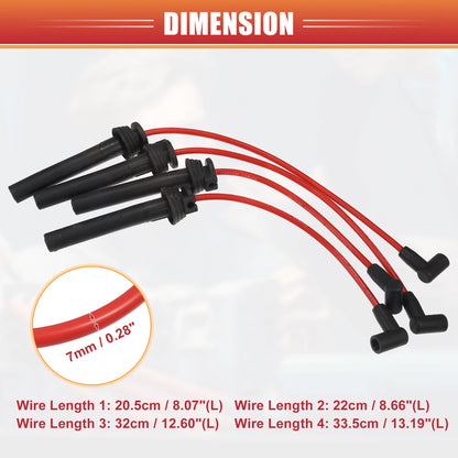 4pcs Spark Plug Wire Ignition Coil Cable for MINI Cooper R50 R52 (2002-2008)