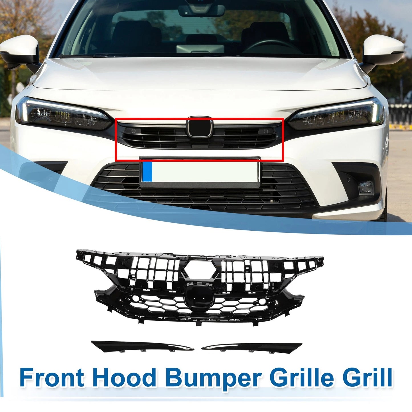 Front Upper Hood Bumper Grille for Honda Civic (2016-2021)