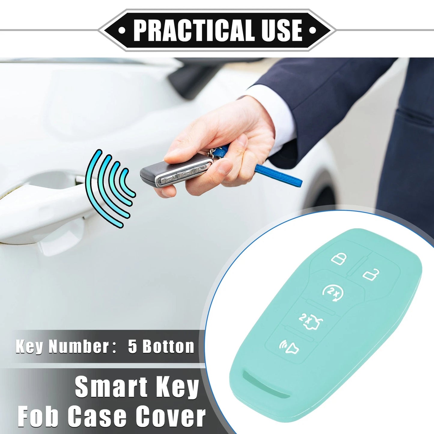 Remote Keyless Smart Key Fob Cover for Ford F150 Explorer (2015-2023) Blue