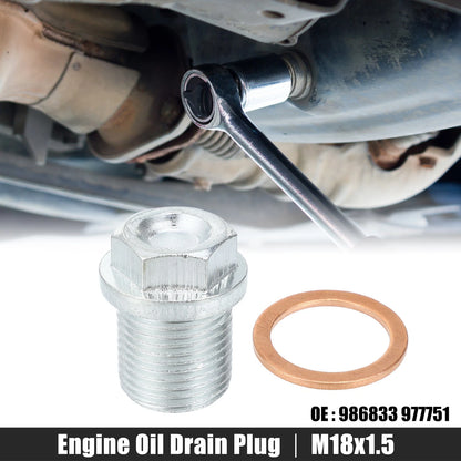 M18x1.5 Engine Oil Drain Plug Screw & Seal Ring for Volvo XC60 (2010-2023)