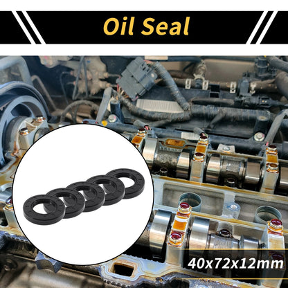 Oil Seal Rotary Shaft Seal NBR Rubber 40x72x12mm Black 5 Pcs