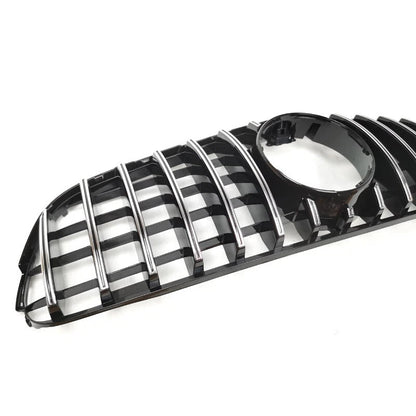 Silver+Black Front Mesh Grille for Benz GLC W253 X253 16-19 W/ Camera Hole