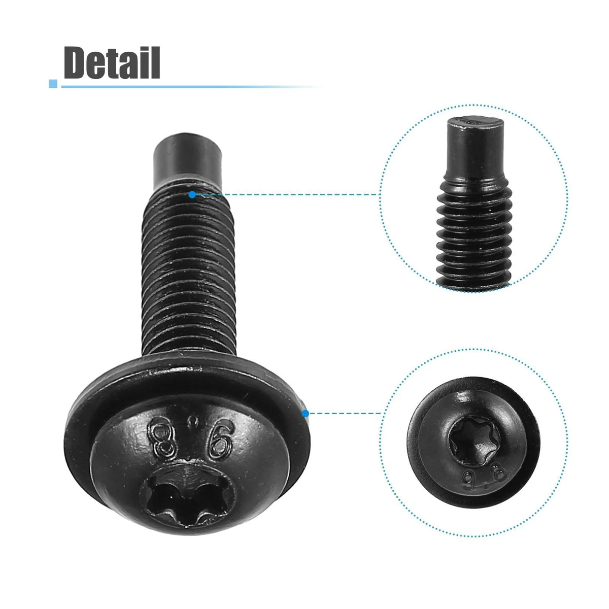 Extra Long Black Torx Screws for Jeep Wrangler (2007-2018) - 6 x Bolts
