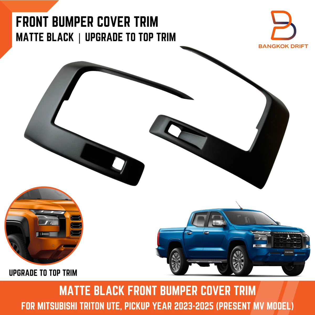 Bumper Cover Trim Matte Black for 2023-2025 Mitsubishi Triton GLS