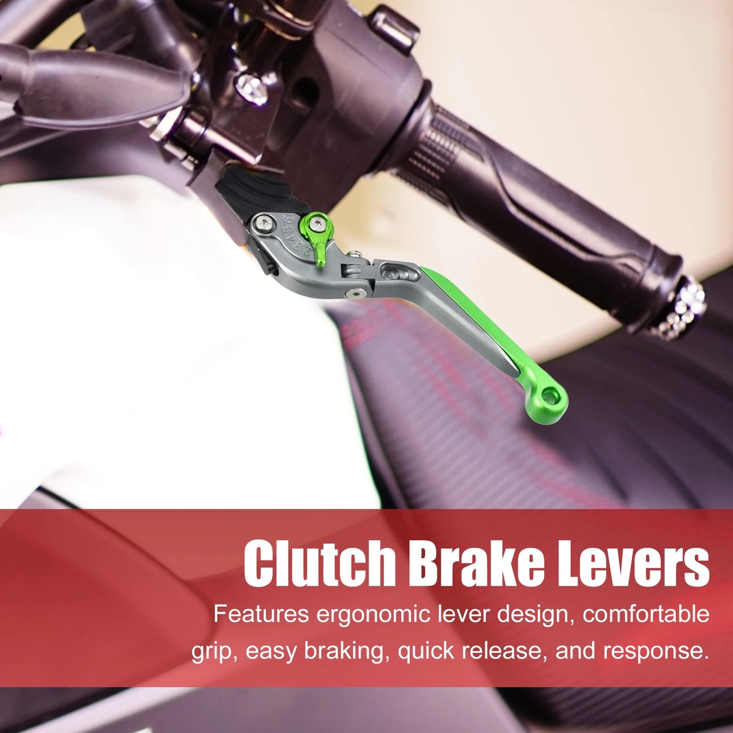 2 x Brake Clutch Levers Titanium Tone Green for Kawasaki Z250SL