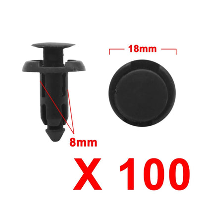 100 Pcs Black Car Bumper Rivets for Toyota Prado Corolla RAV4