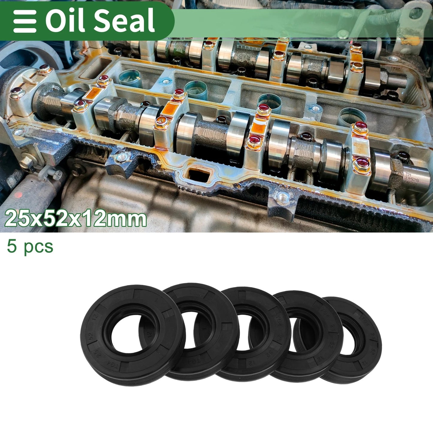 Oil Seal 25x52x12mm NBR Rubber Black for Make Model