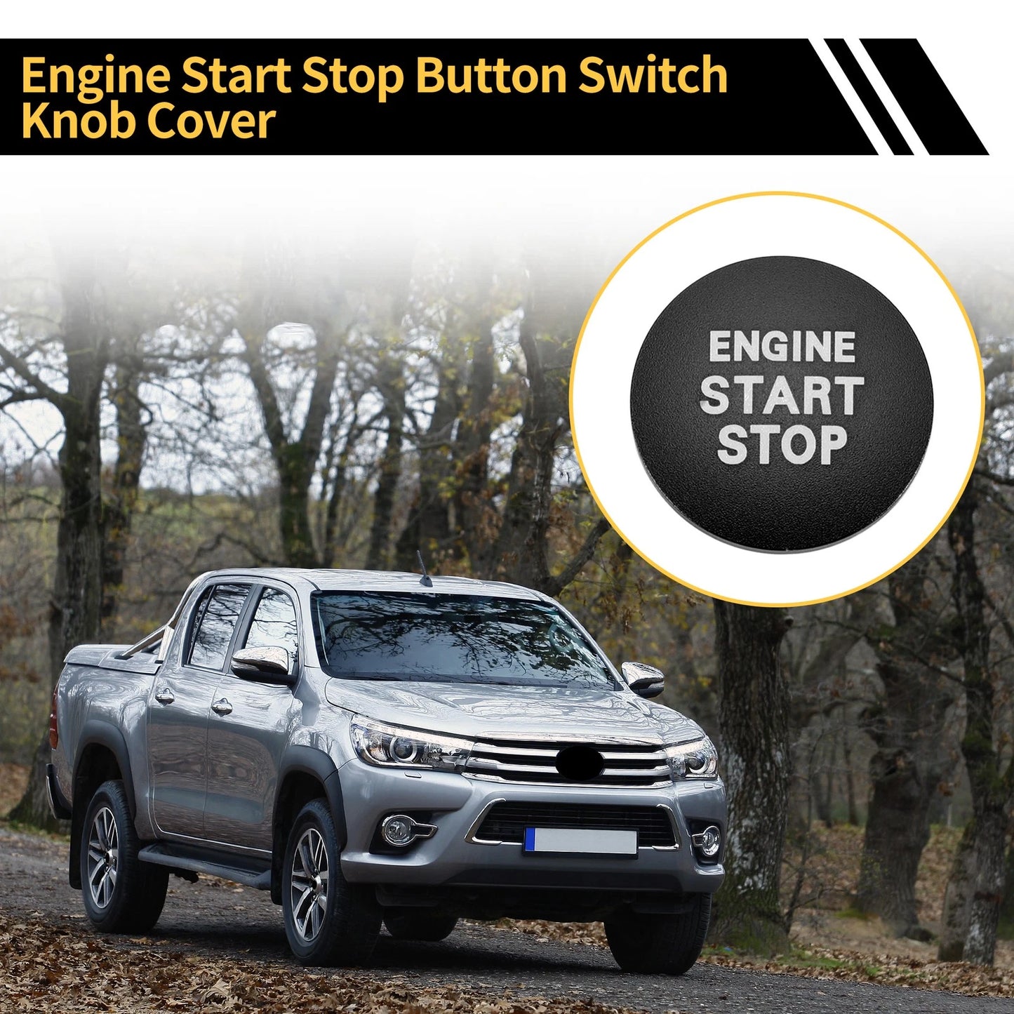 Engine Start Stop Button Switch Knob Cover Black for Toyota Tacoma (2016–2023)