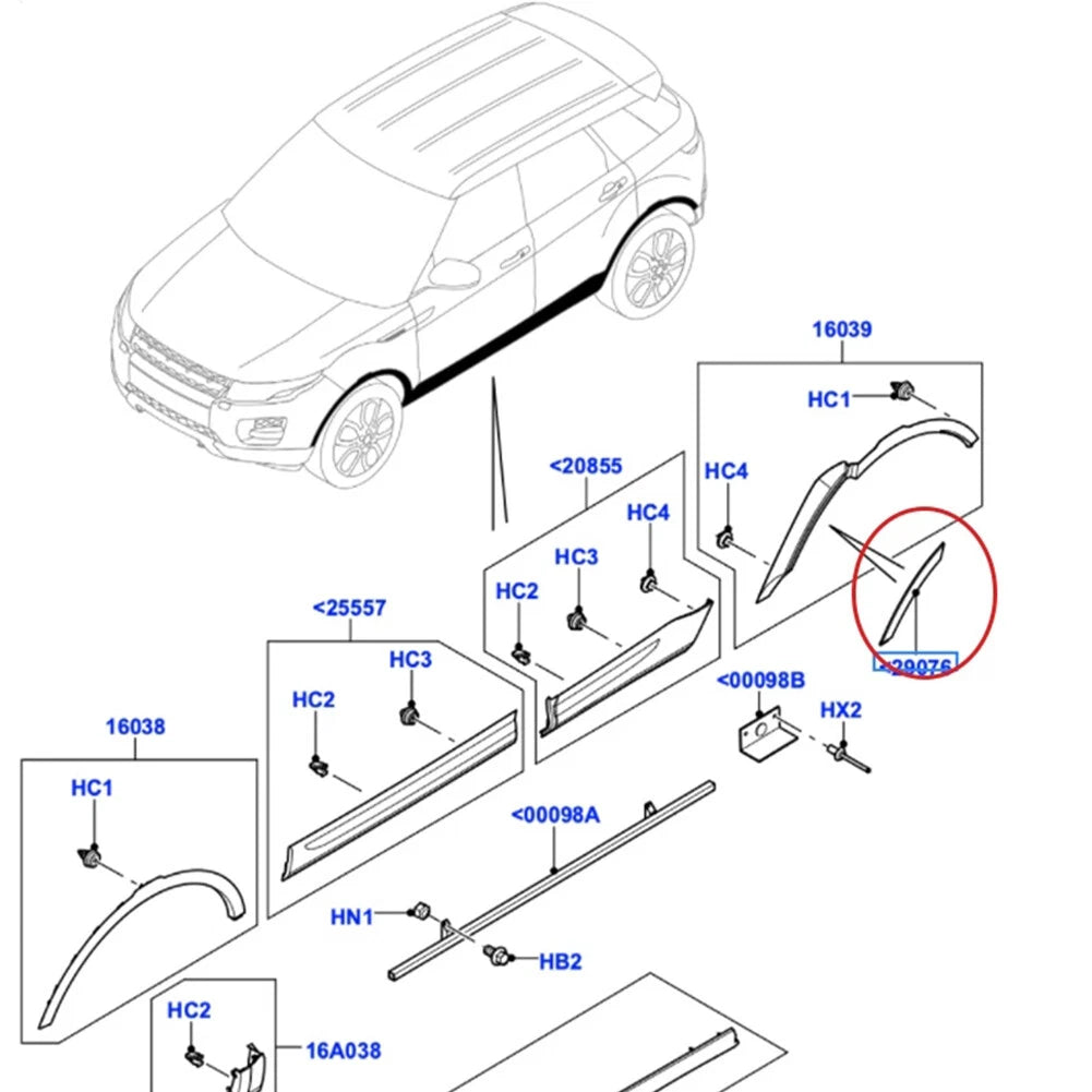 Rear Wheel Arch Molding for Land Rover Range Rover Evoque (2012-2019) Left