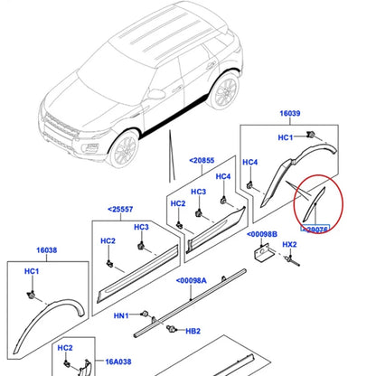Rear Wheel Arch Molding for Land Rover Range Rover Evoque (2012-2019) Left