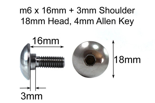 10x Black Aluminium Fairing Bolt m6 x 16mm +3mm Shoulder Step Motorcycle Screw