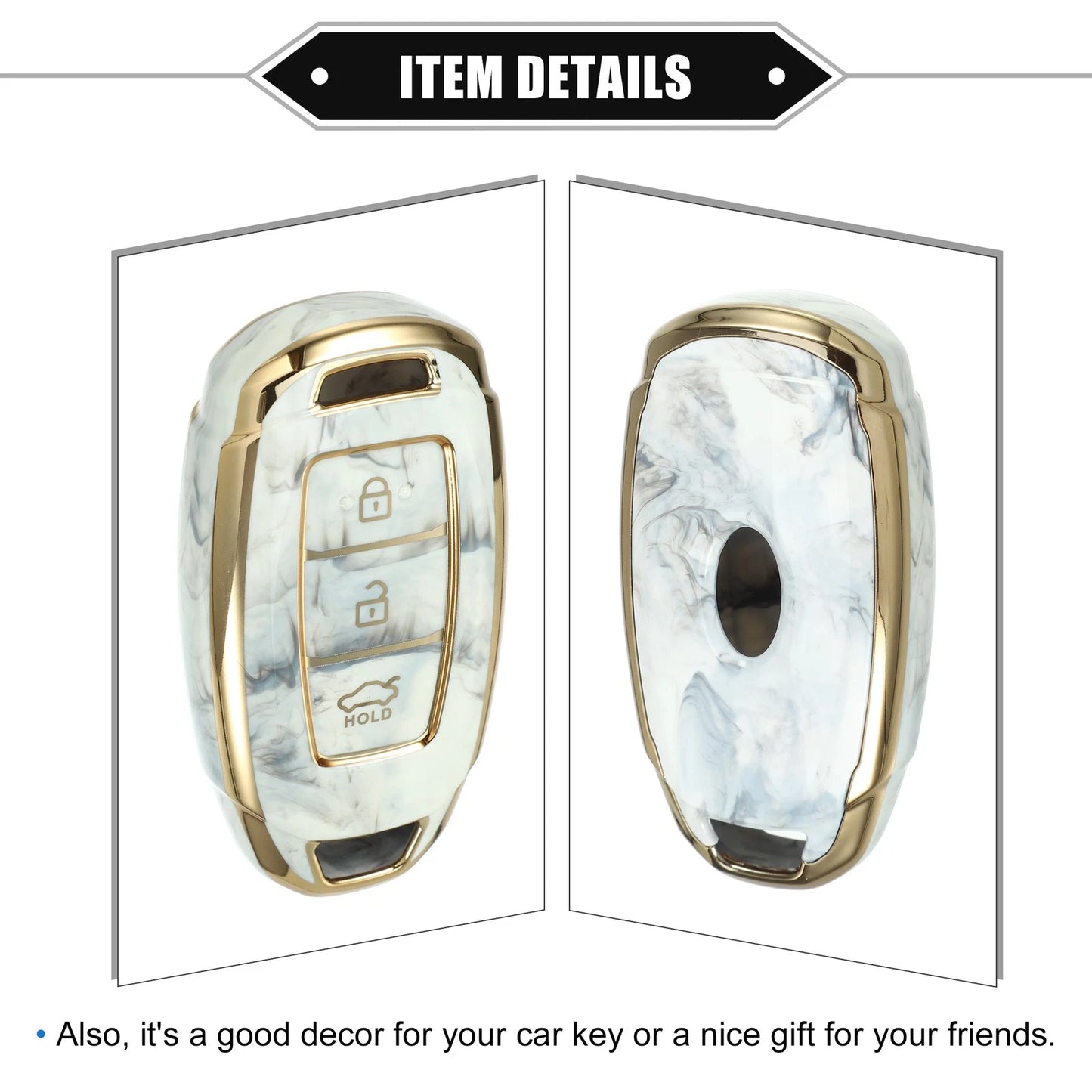 Key Fob Cover for Hyundai Accent Tucson, 3 Button TPU Gray (2010-2023)