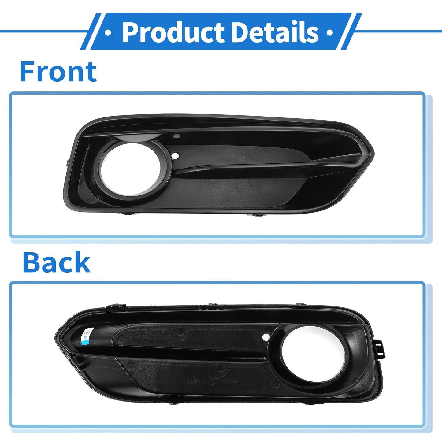 Front Right Fog Light Grill for BMW 1 Series (2015-2018) - 1 Pc Black