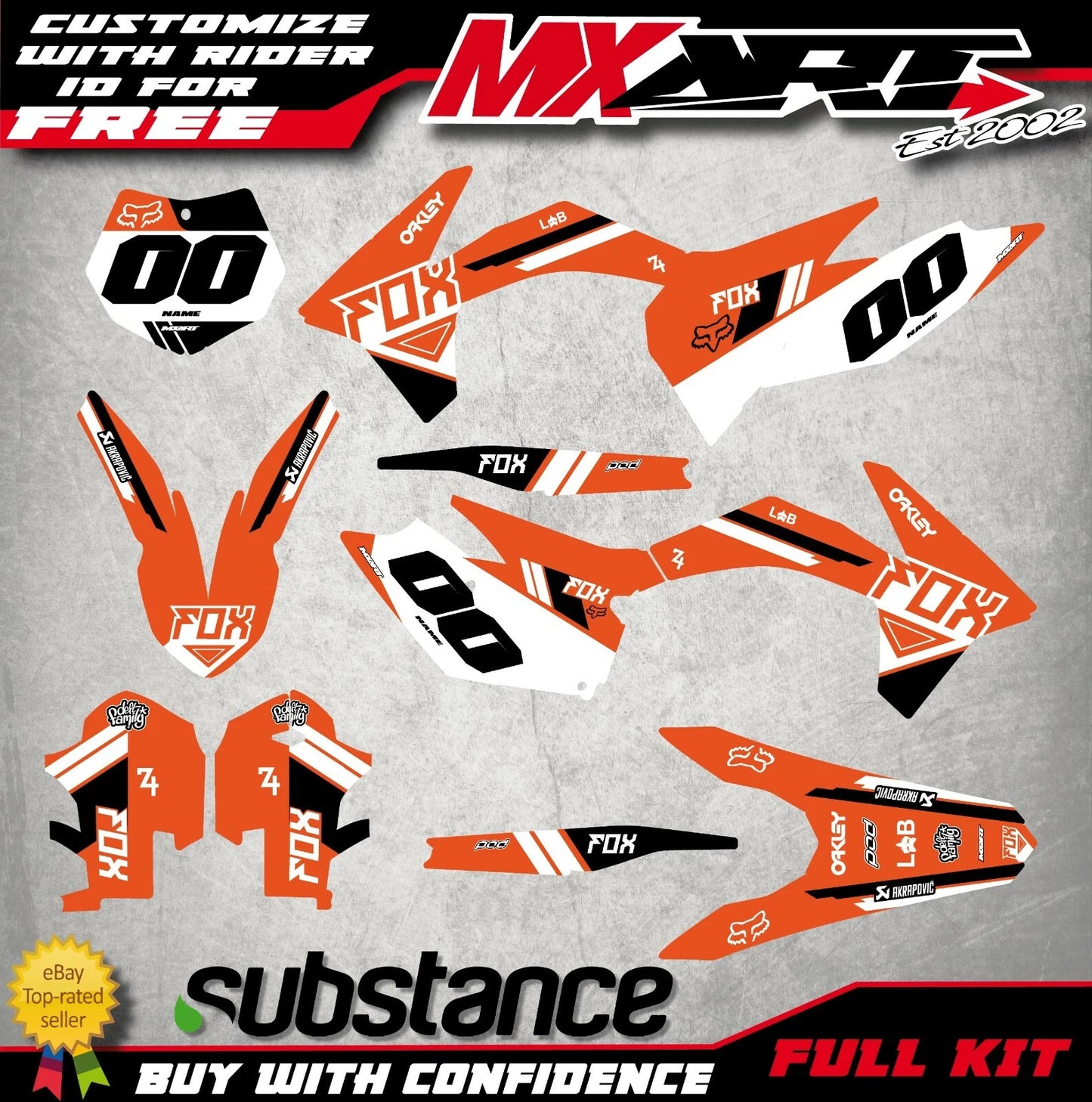 Custom Decals GLOW STYLE Sticker Kit for KTM SXF 450 (2011-2012)