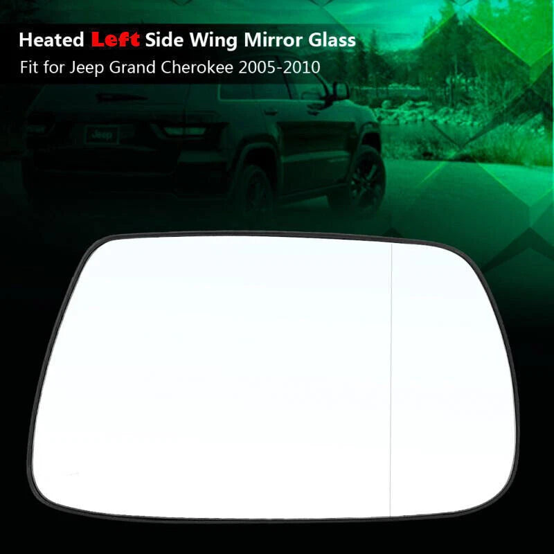 Heated Left Driver Door Wing Mirror Glass for Jeep Grand Cherokee (2005-2010)