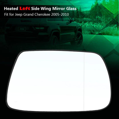 Heated Left Driver Door Wing Mirror Glass for Jeep Grand Cherokee (2005-2010)