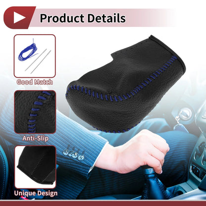 Gear Shift Knob Cover for BMW 3 Series E90 Black Blue Faux Leather (2004-2012)