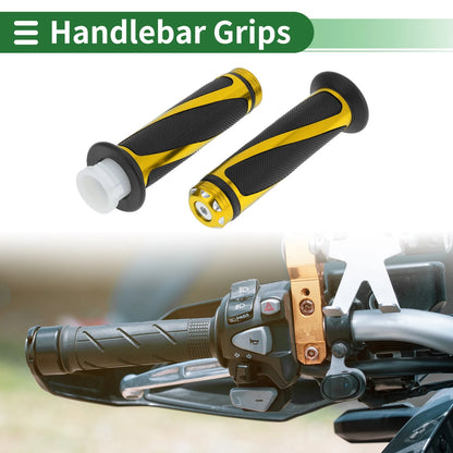 7/8 22mm Grips Cover Aluminum Alloy Rubber Yellow for Motorcycle