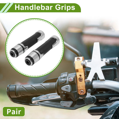 7/8" / 22mm / Hand Grips Rubber Silver Tone Rhombus for Motorcycle