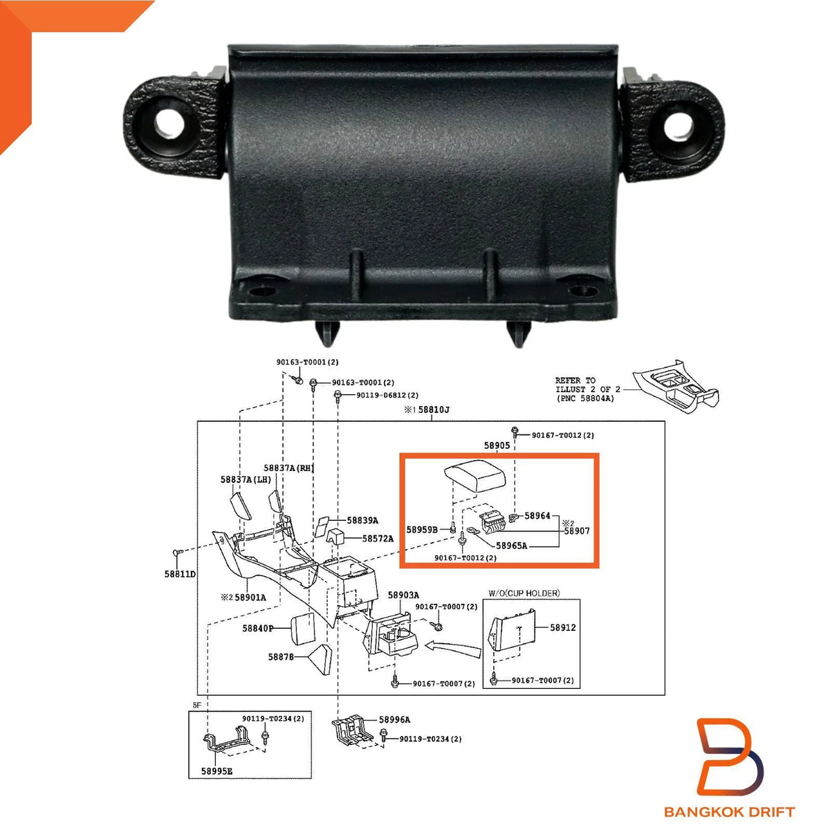 Genuine Armrest Console Box Hinge for Toyota Hilux Fortuner (2005-2015)