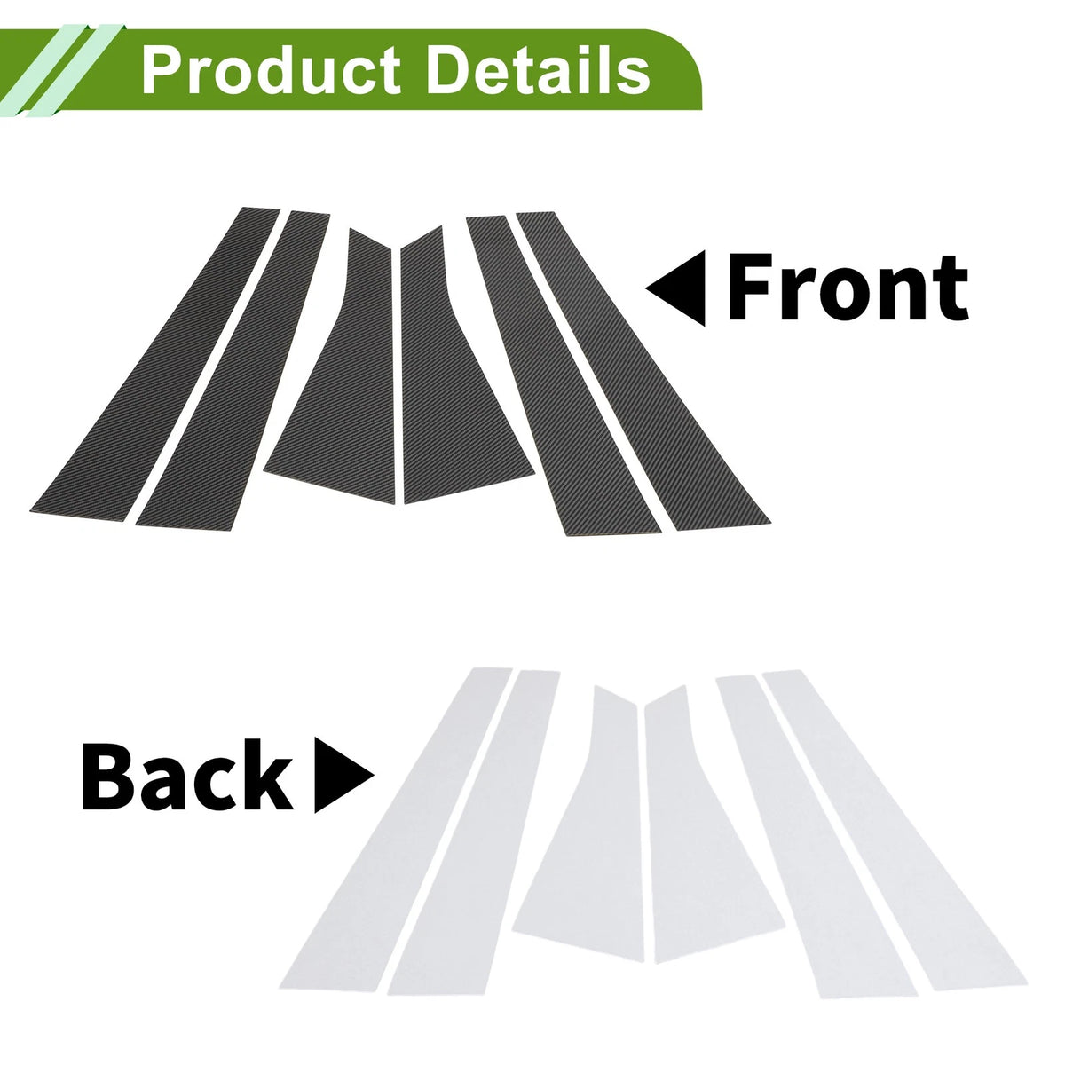 6 Pcs Door Pillar Window Trim for Chevy Impala Carbon Fiber (2006 - 2013)