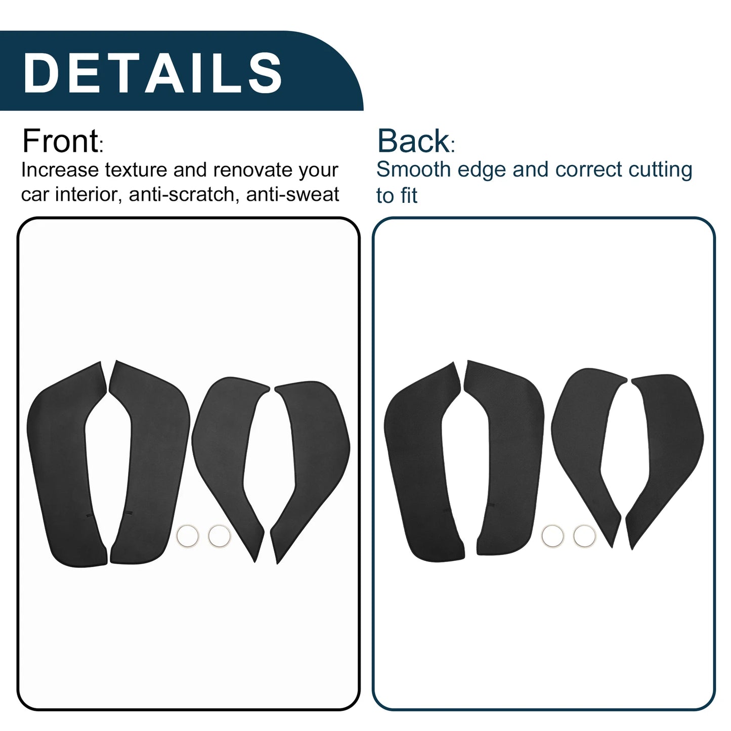 Car Door Leather Anti Kick Pad Sticker for BMW X5 (2019-2020) 1 Set Black