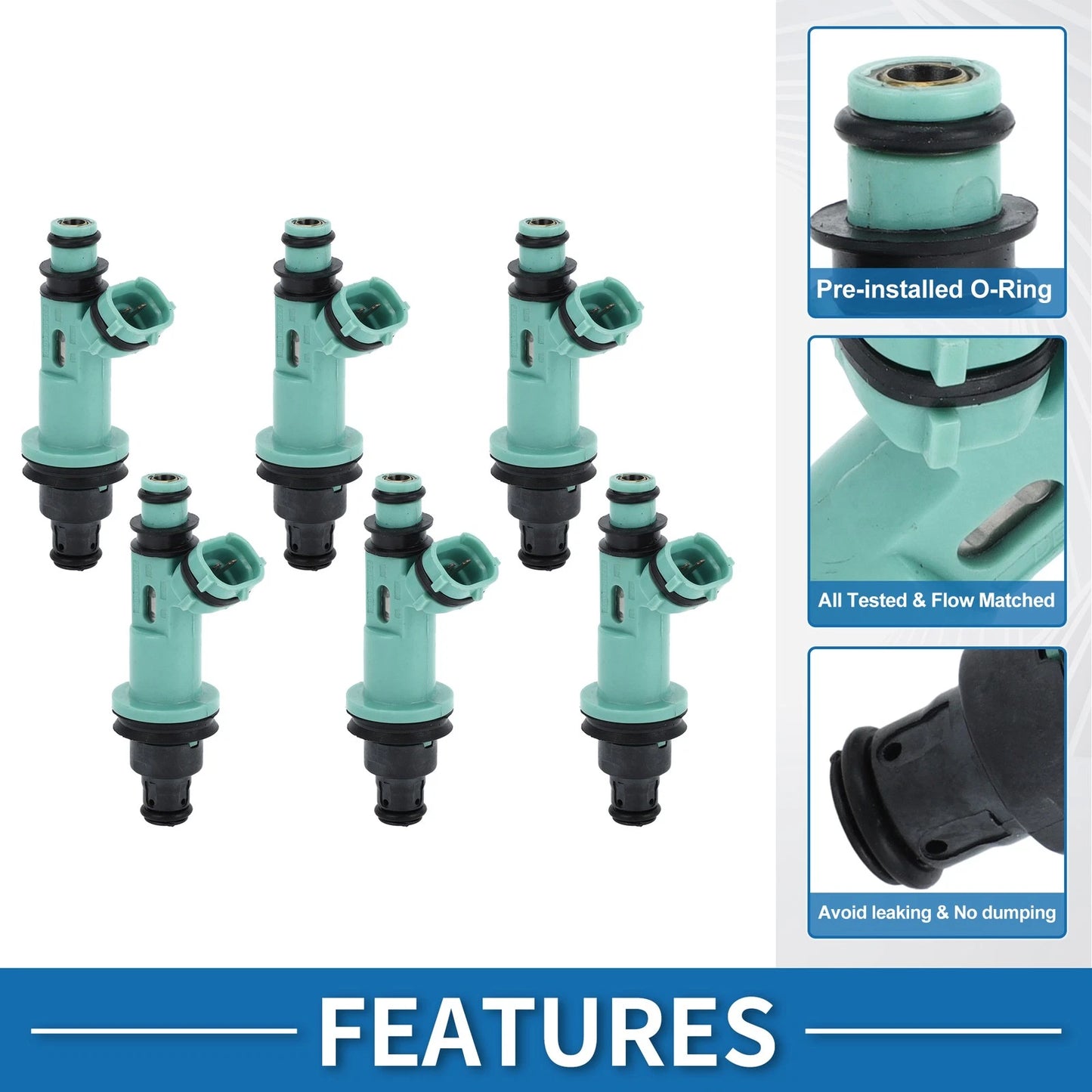 6 x Fuel Injectors for Lexus GS300 Base Sedan (1998-2005) 3.0L Blue