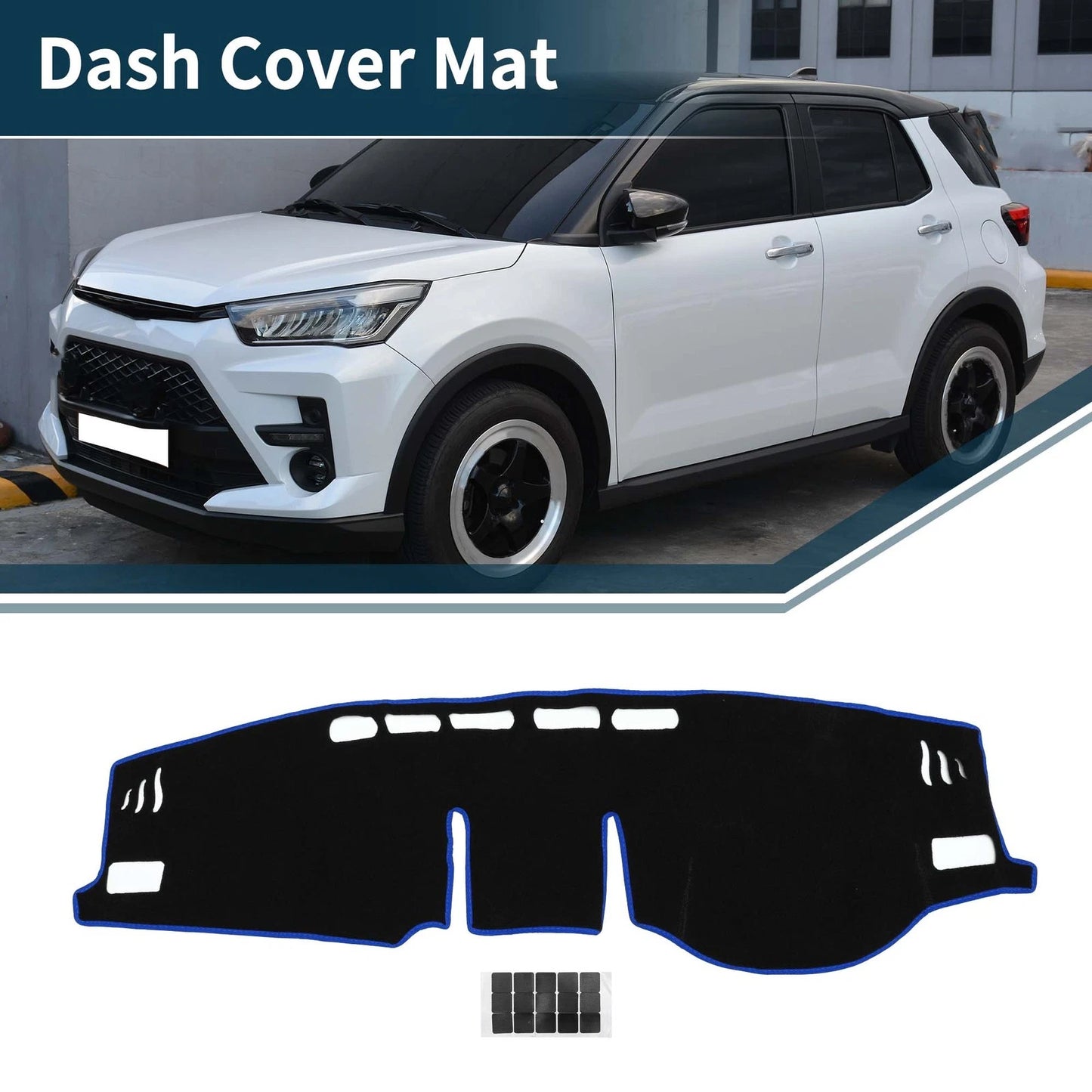 Dashboard Cover Mat for TOYOTA RAIZE A200A (2020-2023) - Black Blue 1 Set
