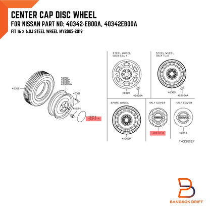 Nissan Wheel Centre Cap Cover for Navara D40 D23 NP300 Steel Rim (05-20)